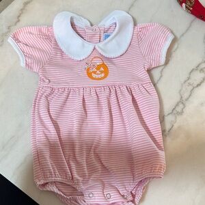 Pink Striped Kids Bodysuit with White Collar